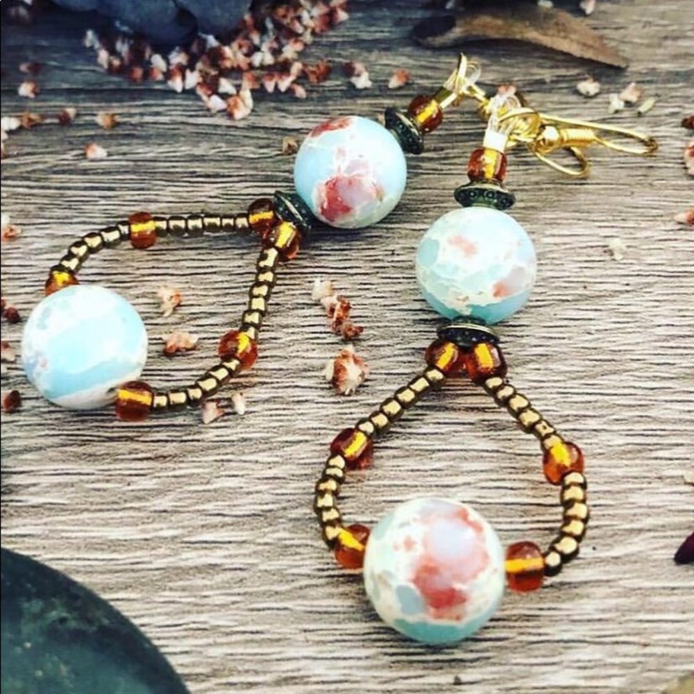 Handmade blue Imperial Jasper Earrings